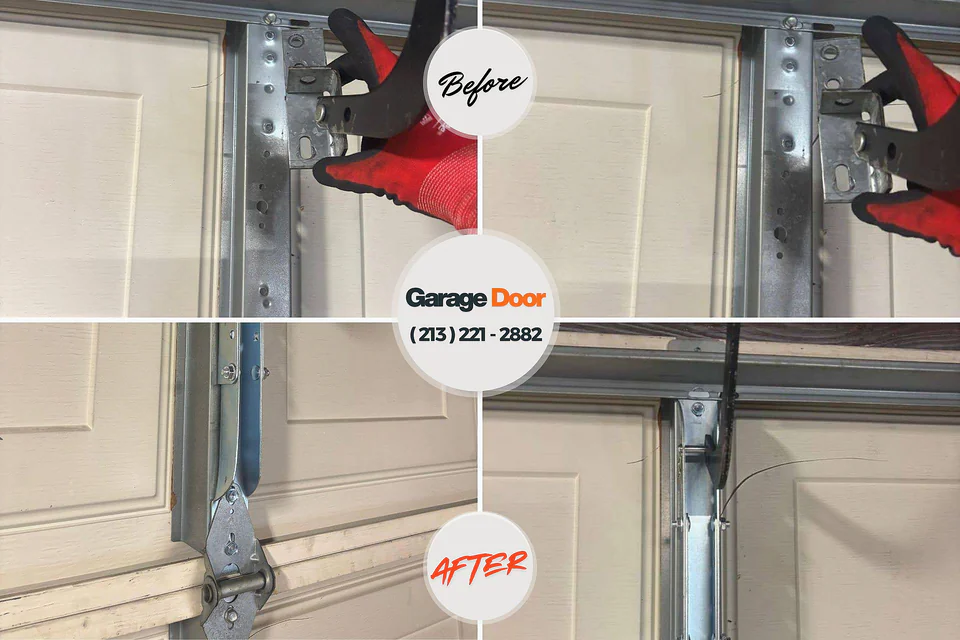 Before and after: garage door repair Banner Hill, TN